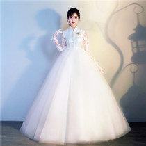 French main light wedding dress new high-waisted bride long-sleeved large size pregnant woman belly cover big fat mm2021 new simple