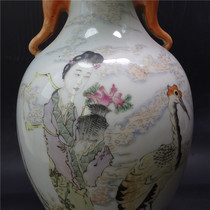 Numb to give life pink porcelain vase Qing Dynasty Hall Number of folk kilns Ceramics Bouquets of light and colorful ancient playing artworks to pick up