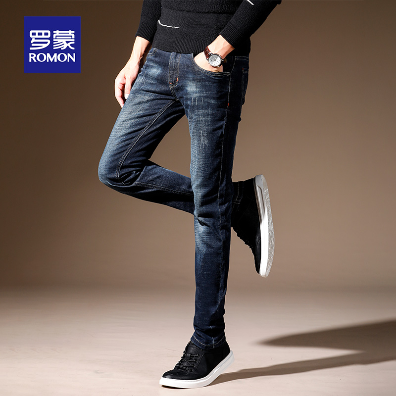 Romon Niu pant mens spring and summer new thin long pants mens fashion brand handsome slim small feet stretch pants