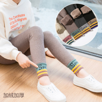 Girls leggings Autumn and winter models plus velvet thickened childrens baby cotton warm one velvet long pants wearing foreign atmosphere