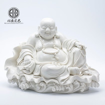 New product morality Maitreya Buddha statue ceramic home furnishings creative white porcelain fortune laughing Buddha big belly Buddha housewarming opening ceremony