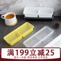 Rectangular disposable lunch box takeaway packing box split fast food plastic box fruit lunch box thickened Black