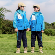 Childrens coat Autumn winter primary school student storm jacket three-in-one girls thickened three-piece set of large child windproof school uniform boys