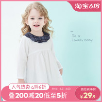 Baby Autumn Dress 1-3-5 Year Old Girl With Long Sleeves Dress Foreign Air Baby Pure Cotton Small Dress Children Bao A Character Dress