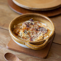 Caramel-colored cutie|4th market thick earthenware spoon-shaped baked vegetable bowl dessert soup bowl made in Japan