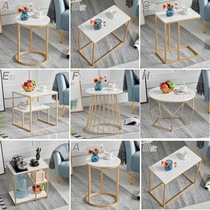 Nordic marble side few simple modern living room sofa corner few light luxury small tea table iron small round table bedside table