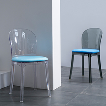 Simple modern transparent PC dining chair Ghost chair without armrests Crystal makeup stool plastic chair home backrest Nordic chair