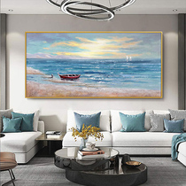 Pure hand-painted landscape oil painting sea sunrise seascape decorative painting living room background Rising Sun Rising East abstract three-dimensional hanging painting