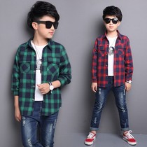 Fat boy shirt long sleeve Tong long sleeve shirt plus fat plaid shirt boys 2021 Autumn New
