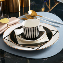 Nordic light luxury model room tableware set steak plate home European creative Western plate Western style flat plate full set