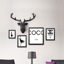 Animal head background wall decoration Nordic simple living room geometric white deer head wall hanging wall decoration clothing store