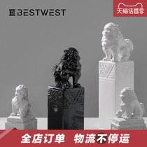 BEST WEST Creative Lion Sculpture Pendulum-like room Books rely on Soft Decorations Book Room Emulation Book Stop Light Extravaganza