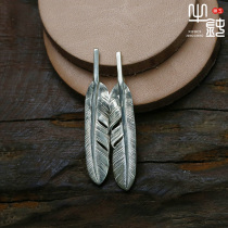 Bull blunt Seiko Takaqiao small feather breast needle clothing accessories 925 silver rewoven handmade couple accessories