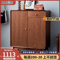 Full solid wood Shoe cabinet Home doorways Hye closing cabinets Large-capacity minimalist modern integrated by wall multilayer lockers Nordic