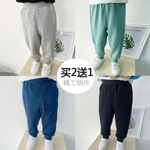Sensibility Chenchen mom and baby childrens clothing casual pants Childrens health pants mens treasure pants Spring and autumn mens 1-3-5 years old boys tie their feet