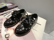 Childrens clothing Girls spring new childrens shoes rivets Childrens handmade willow nails black leather shoes 32 yards