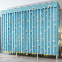 Wardrobe simple cloth cabinet double economic steel pipe thickened reinforced thickened all-steel frame curtain fabric curtain