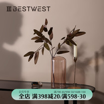 BEST WEST small mouth Glass Vase ornaments modern simple living room dining table transparent dried flower vase creative