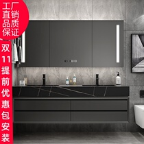 Rock plate one-body basin bathroom cabinet combination Nordic light luxury smart sink wash face Basin basin toilet wash table