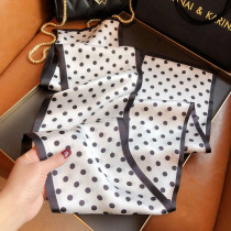 Western-style fashion French black and white wave dot mulberry silk scarf spring and autumn double-layer double-sided silk scarf scarf streamer