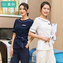 Beauty salon long sleeve hidden blue overalls women autumn and winter 2019 new skin management spa custom set