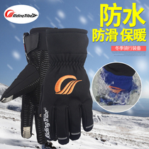 Riding tribal motorcycle gloves Winter warm waterproof fall-proof riding gloves Male anti-fan car gloves touch screen