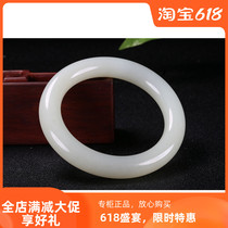 Xinjiang mountain material Hetian jade white jade bracelet round female bracelet sheep fat jade bracelet with certificate