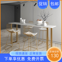 Nordic Rock Plate Marble Bar Table And Chairs Leaning Against Wall Mesh Red Milk Tea Shop High Foot Table Domestic Floating Window Balcony Long Table