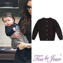 Toulejour Girls Spring and Autumn Hot Sale Explosive Cute Round Neck Joker Commuter Cotton Black Knitted Cardigan