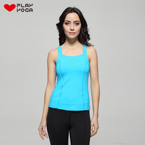 Spot PLAY YOGA Women's Length Sports Fitness Fashion Blue Vest Yoga suit with chest pad