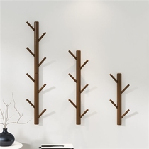 Free Punch Wall Hanger Solid Wood Wall Hair Chaetree Hanghanger Creative Door Rear Hanger Minimalist Bedroom Living-room Clothes