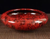 The four treasures of the literary room calligraphy supplies pen shelf water plate contains ink ink Antique yongzhengnian red glaze pen wash