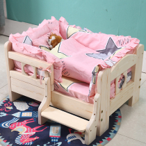 Pet bed Wooden dog bed Pet dog Solid wood kennel Cat house Villa dog cat Wood off-the-ground bed Cat bed