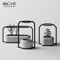 Nordic creative simple art retro home accessories iron cement imitation coarse pottery meat green plant small potted flower pot
