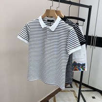 Summer mens short sleeve T-shirt lapel striped polo shirt Korean trend with collar half sleeve mens fashion brand slim body shirt