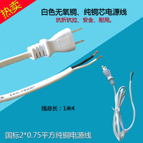 Popular two-hole 2-core white power cord two plug national standard pure copper two-core power distribution wire with plug