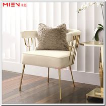 American light luxury court style stainless steel mirror champagne gold single chair Nordic home backrest balcony leisure sofa