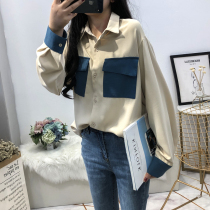 2022 new autumn clothes large size womens shirt 200 catties foreign style small shirt fat sister loose chiffon shirt top