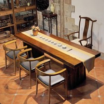 High-end irregular retro log large plate table owner desk simple solid wood tea table strip meeting table large