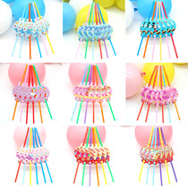 Children's Birthday Party Supplies Disposable Arbitrary Bend Straws Birthday Dress Set Cartoon Pattern Straws