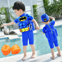 Boys swimsuit child conjoined baby baby swimsuit with buoyancy kid Batman swimsuit