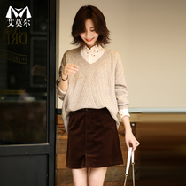 Aimore autumn dress new skirt female short skirt high waist thin pop professional temperament bag hip skirt