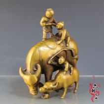Hot sale antique bronze brass shepherd boy riding cattle ornaments home accessories Chinese living room desktop furnishings