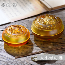 Ancient glass hollow carving auspicious grass incense burner Amber incense aromatherapy stove incense burner sandalwood stove incense road
