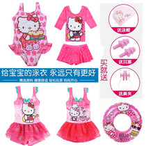 ins Childrens swimsuit Girls one-piece skirt style middle and large children Korean princess swimming suit Cute baby girls swimsuit