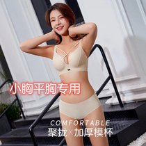 Sexy thickness 6cm underwear female bra gathers large aa cup without steel ring flat bra set confused