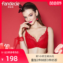 Fendish sexy lace lingerie womens underwire upper bracket side closure red comfortable inclusion plus size bra FB0769