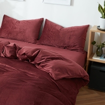 Thickened warm and good products velvet four-piece solid color 1 5 m coral velvet Faleaway 18 m bedding winter