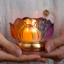 Home for the Buddha lamp Seven colorful glazed lotus crisp oil lamp holder Buddha Former dedicated to the long Ming light for the lamp Buddha Supplies candle holder