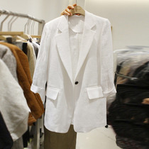 2021 summer new linen small blazer womens short wild slim slim casual thin cotton and linen suit